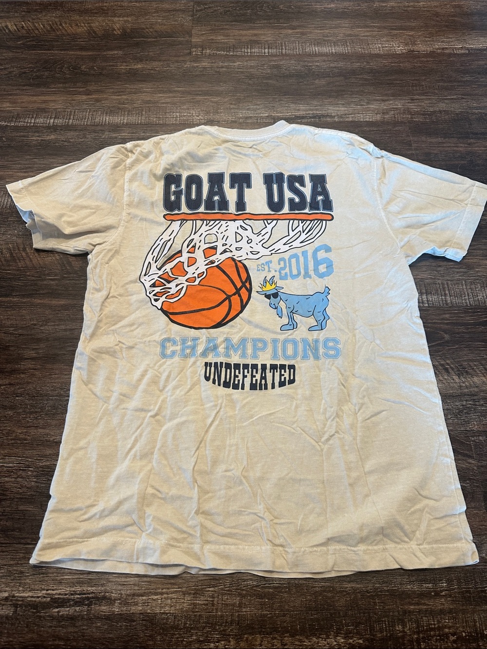 GOAT USA Champions Undefeated T-Shirt - White/Blue/Orange